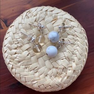 Set of 2 | Yellow Citrine & Howlite Earrings